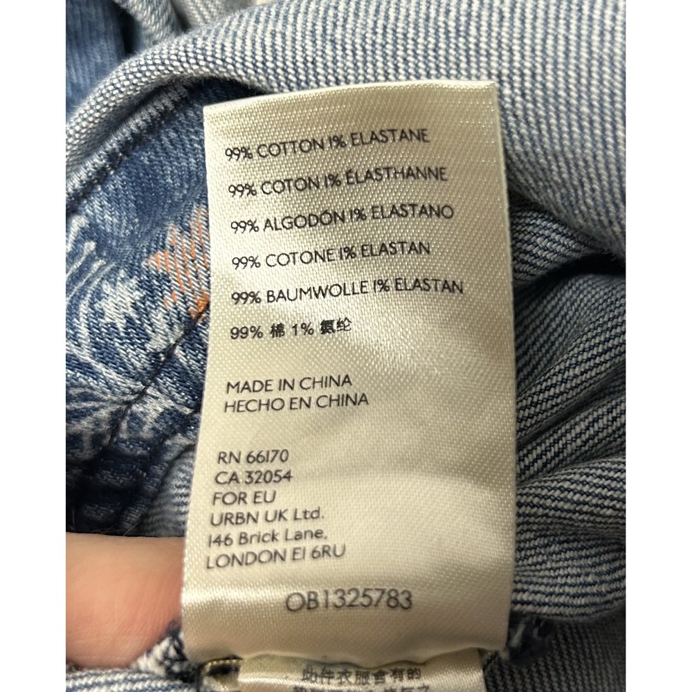 Pilcro Overalls Painters Womens 31 Floral Distressed Denim Boho Fairy Relaxed - Picture 9 of 11